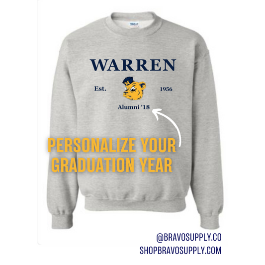 Warren Alumni with graduation year embroidered sweatshirt