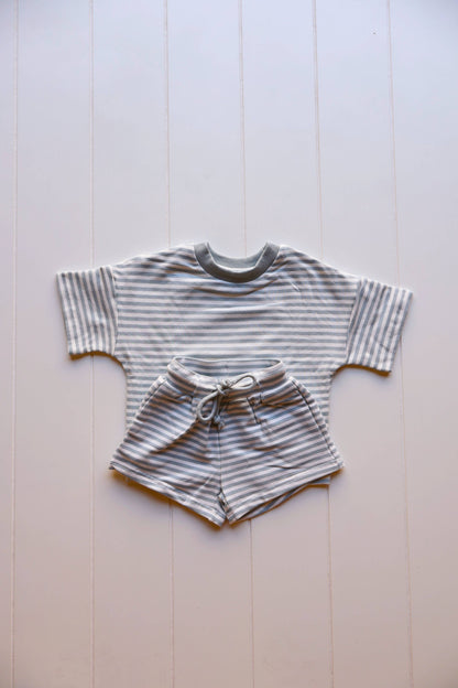 Stripe "Denim" Short Set