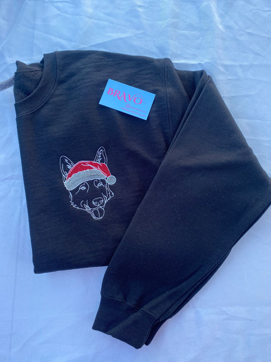 German Shepherd Christmas embroidered sweatshirt