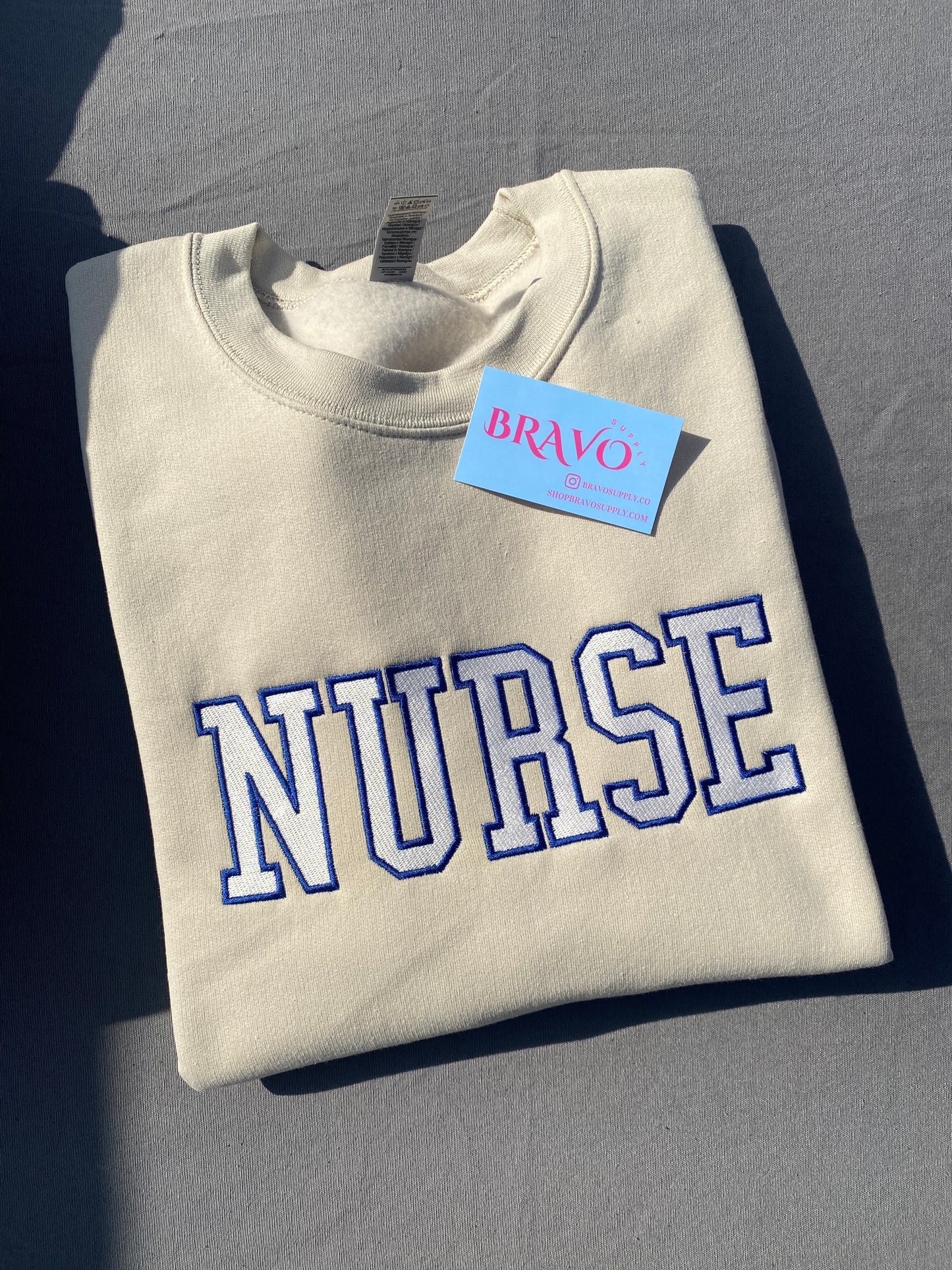 Nurse varsity embroidered sweatshirt