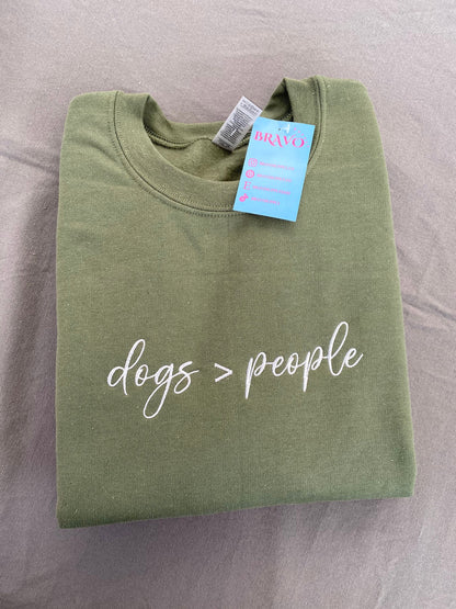 Dogs over people embroidered sweatshirt